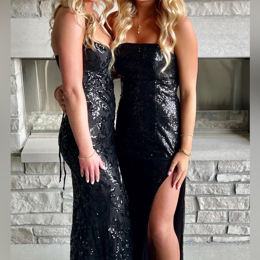 Elegant Black Sequin Evening Dress